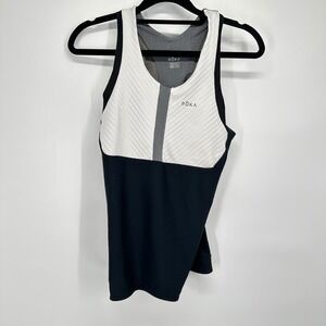 Roka Women's Large Triathlon Sleeveless Cycling Top Gray White Black Racerback